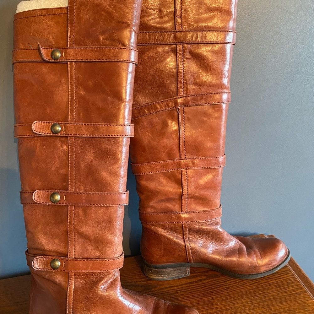BCBGeneration Cognac Leather Tall Boots